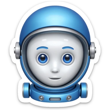 tête de robot cosmonaute bleu et blanc avec des yeux arondis bleu sticker