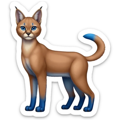 Realistic wild real life dark neon-blue caracal (full body) sticker