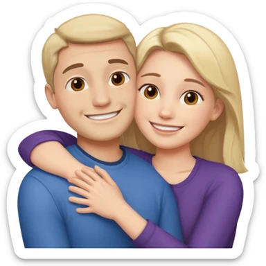 Two people hugging for comfort, one male one female sticker