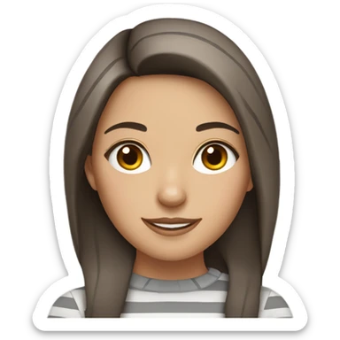 Brown eyed Pretty brunette woman with gray striped cat  sticker