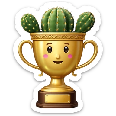 gold cactus cup trophy sticker