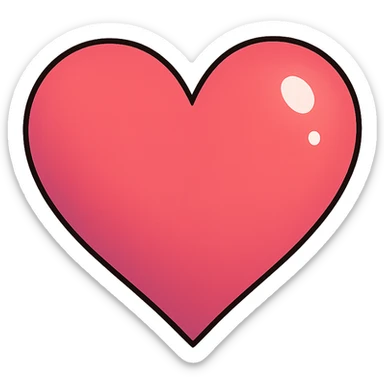 simple anime heart, subtle gradient, small highlights, classic anime look sticker