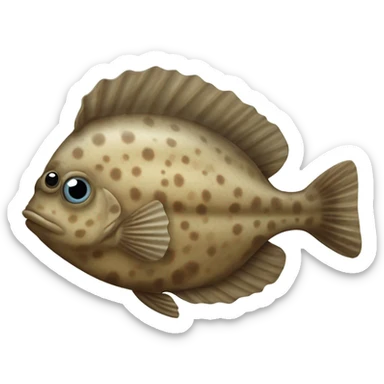 flat flounder fish sticker