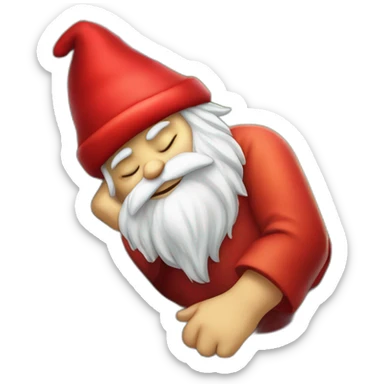 red gnome sleeping on a tree sticker