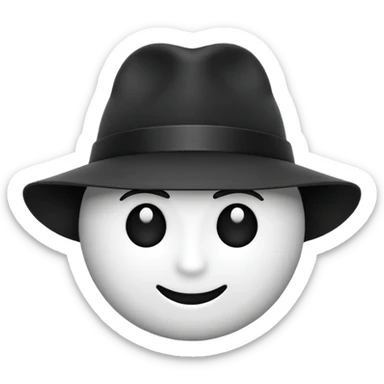 créer un emoji farfadet en noir et blanc, en traçant que les contours, sans pot de pièces dans la main et avec un trèfle à 4 feuilles sur le chapeau sticker