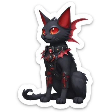 cool edgy black punk red ethereal fantasy nargacuga-bat-cat-Fakemon collar harness full body sticker