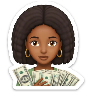 Black girl with cash sticker