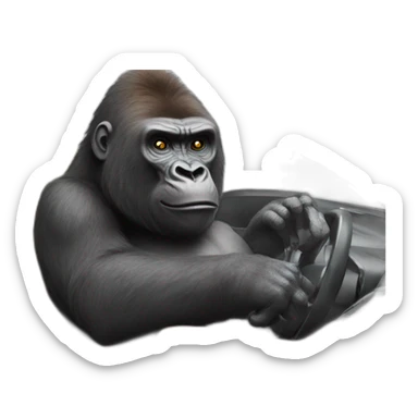 Gorilla driving a Lambo sticker