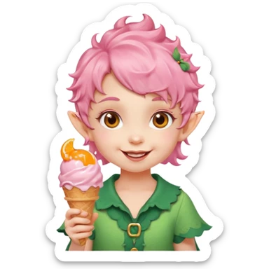 
baby girl elf in pink wavy short hair with orange ice cream




 sticker