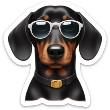 black dachshund in sunglasses head shot sticker