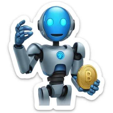 The blue bot holds a coin in its hand ton coin sticker