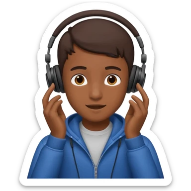 a boy fully takes off his headphone from his head sticker