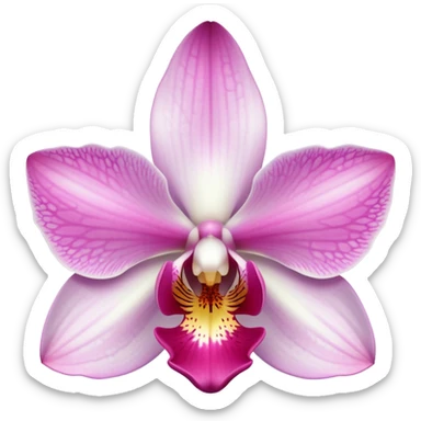 orchid with white and pink sticker