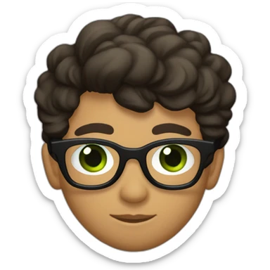 Chico adolescente flaco, alto, pelo castaño, ojos verdes, de piel balida, gafas negras sticker