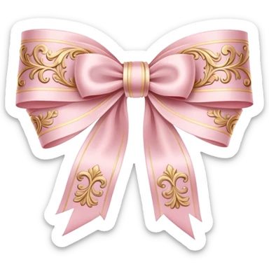 rococo regency ribbon pastel pink sticker