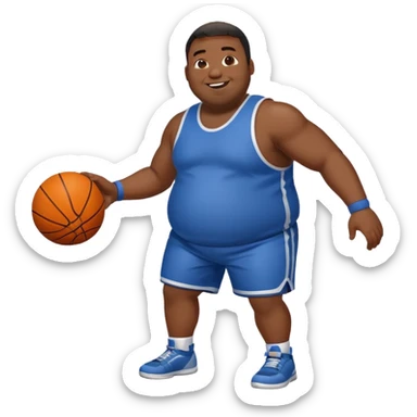 Fat black guy playing basketball  sticker