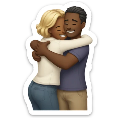 couple hug with warm smiles sticker