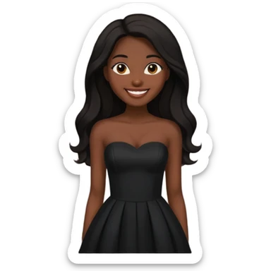 WOMAN WEARING STRAPLESS BLACK DRESS WITH DARK HAIR sticker