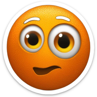 3d sphere with a cartoon orange skin texture with big kind eyes sticker