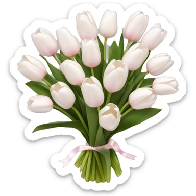 White tulips bouquet with light pink bow  sticker