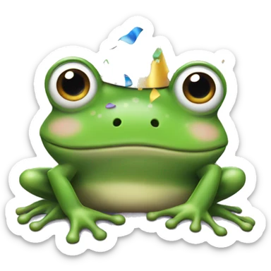 Frog with a party hat and confetti  sticker