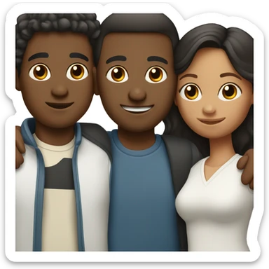 Familia de tres personas, un niño con el pelo negro y blanco sticker