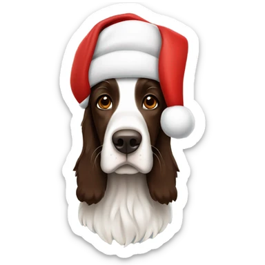 Tricolor brown springer santa hat sticker