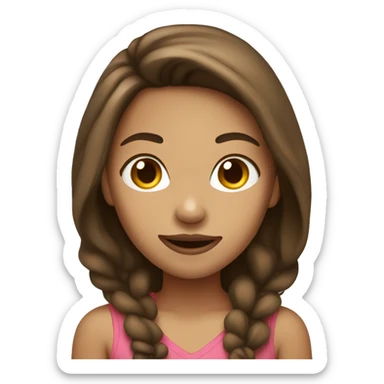 Light skin girl with brown hair with tongue out sticker