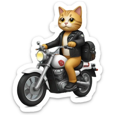 create an emoji of a cat riding a motorcycle sticker