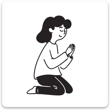hand-drawn doodle of a person praying sticker