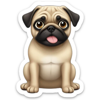 pug wearing a black t-shirt sticker