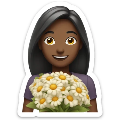 smiling girl with bouquet sticker