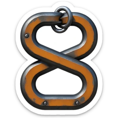 Emoji, gothic chain link shaped as number 8, forged from matte black steel, industrial form, subtle metal texture, no glow, no neon, flat emoji design, centered, transparent background sticker