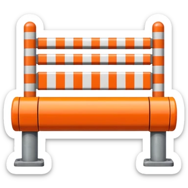 Flat emoji-style icon of a boom barrier.
Orange control box.
Red and white striped barrier arm coming out of the box.
Box is solid orange only, arm is red-white only.
NOT gates, NOT fence, NOT fully red-white barrier. sticker