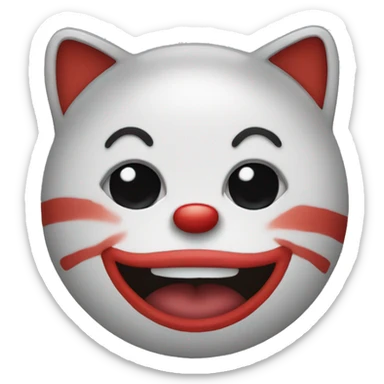 clown emoji with cat face sticker
