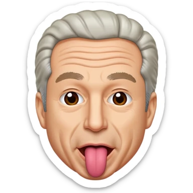 Jeffrey Epstein with tongue out, Twemoji style sticker