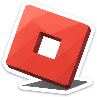 Add a subtle shadow effect to the Roblox logo, keep the style playful and geometric with low-poly polygonal illustration look, no background. sticker