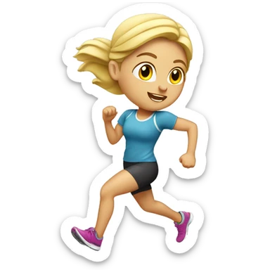blonde girl jogging sticker