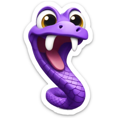 A purple snake laughing joyfully, showing its humor. sticker