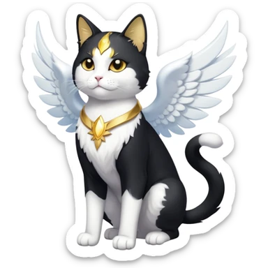 Transcendent celestial infinity cosmic galactic energy Mega neon unicorn dragon hydra hyper rare golden penguin Golden Divine god angel Omni Black and white Super muscular Buff sigma Gigachad cat full body tuxedo colored  sticker