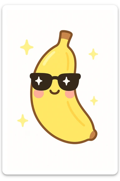Add cool black sunglasses to the joyful banana, keep the kawaii style. sticker