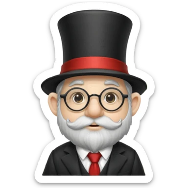 Hairy gnome with big nose, top hat, tie and blind glasses in forest sticker