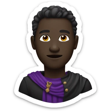 make a black figure with  a pointy chin and purple hor sticker