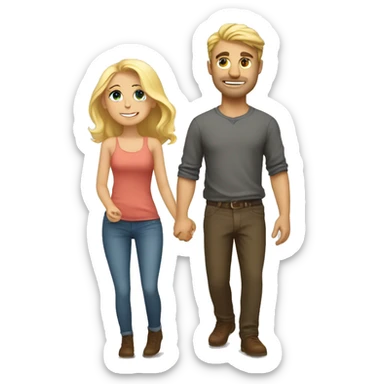 A blonde girl falling in love with a magnificent guy  sticker