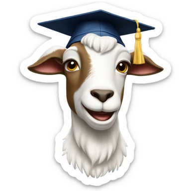 smirking goat with graduation hat sticker