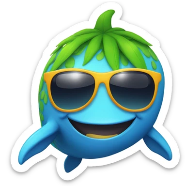 Ballena with a wig and sun glasses sticker