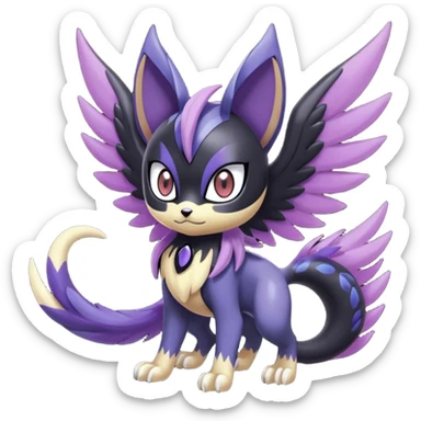 Meloetta-Purrloin-Nargacuga-Noibat-Pokémon-Fakémon-fusion-hybrid-creature sticker