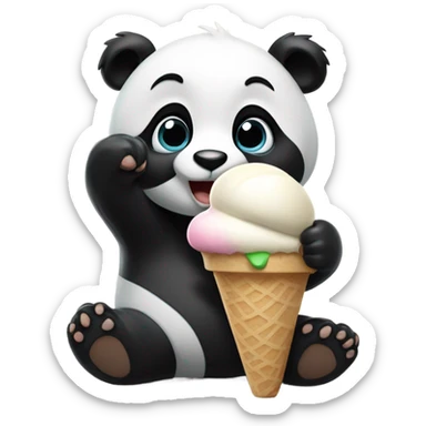 Panda eating ice cream sticker