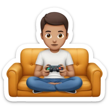 A person sitting on a couch playing video games  sticker