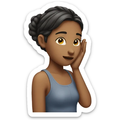 a girl with her hand on her head sticker
